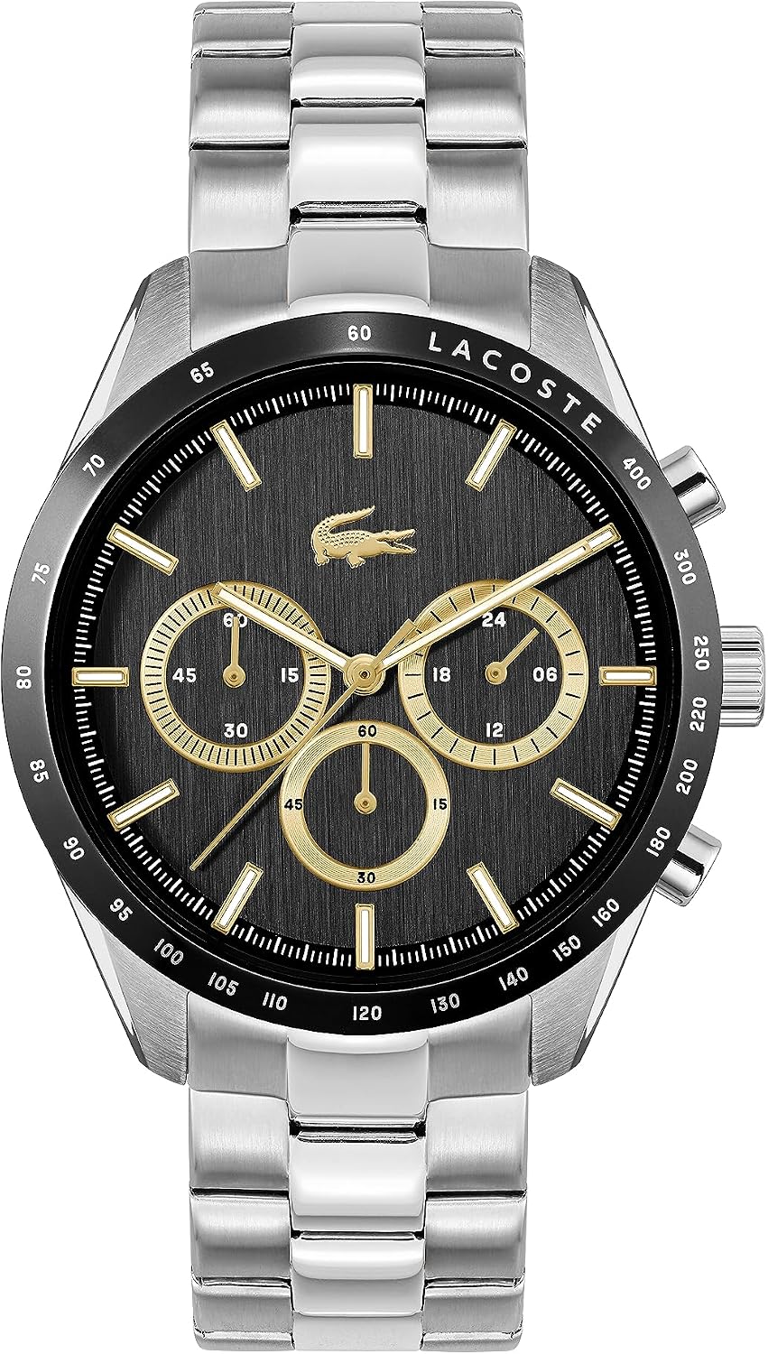 HOTLacoste Boston Men's Chronograph Watch - Classic Stainless Steel - Tachymeter - Water Resistant up to 5ATM/50 Meters - Modern Design for Him - 42mm