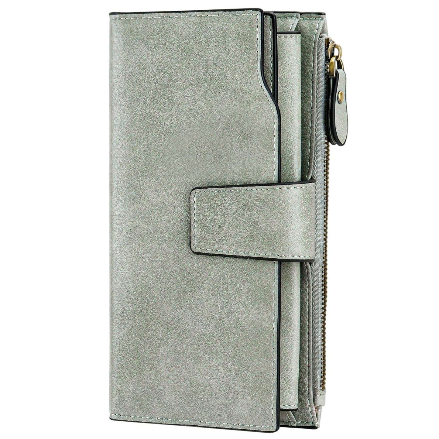 HOTSENDEFN Women Leather Wallets RFID Blocking Clutch Card Holder Ladies Purse with Zipper Pocket