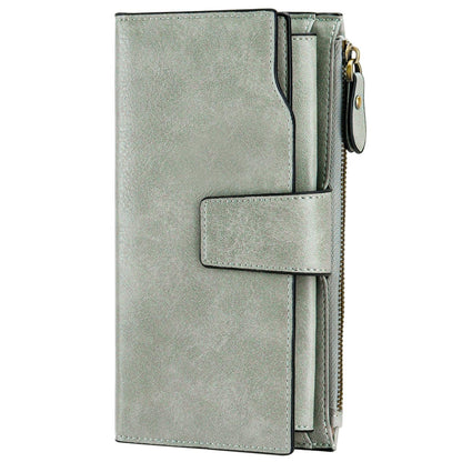 HOTSENDEFN Women Leather Wallets RFID Blocking Clutch Card Holder Ladies Purse with Zipper Pocket