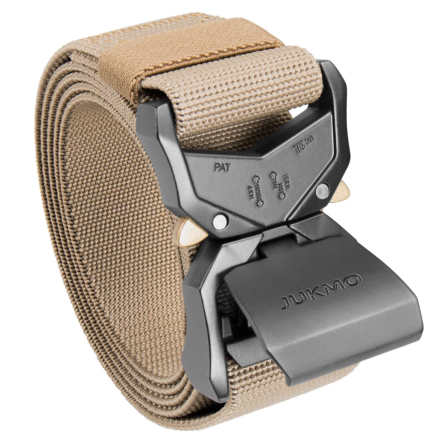 HOTJUKMO Tactical Belt, Military Hiking Rigger 1.5" Nylon Web Work Belt | Heavy Duty Quick Release Aluminum Alloy Buckle & Stretch Belt Strap