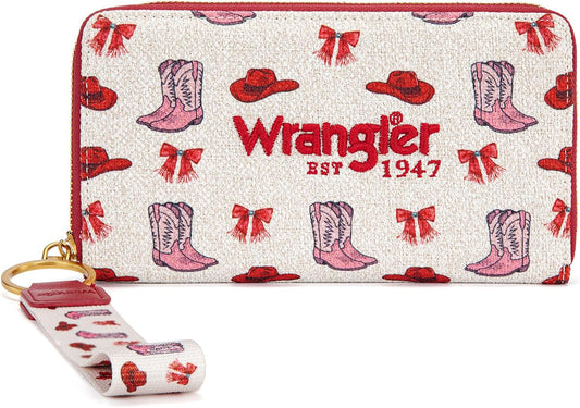 HOTx Wrangler Rodeo Icons Wallet for Women Western Wristlet Wallets Large Travel Wallet Ladies Female Wallet with RFID Blocking