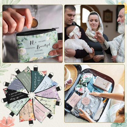 HOT60pcs Christian Small Coin Purse for Women Christian Compact Mirrors Bulk Inspirational Bible Verse Mini Pouches Purse Makeup Mirror Gift for Easter Religious Baptism Travel Church Party