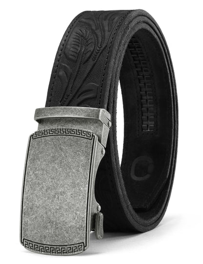 HOTCHAOREN Mens Belt Leather Ratchet Belt - Customizable Fit, Effortless Style (35mm)