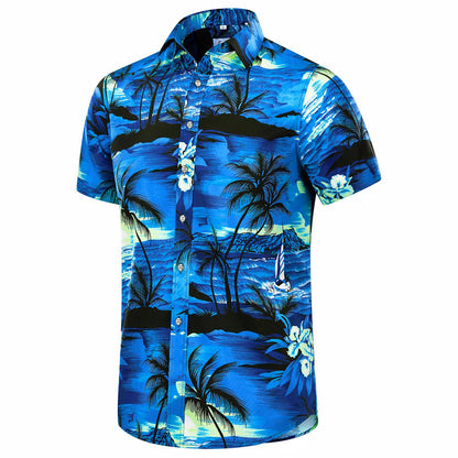 HOTEUOW Men's Hawaiian Shirt Short Sleeve Printed Button Down Beach Shirts