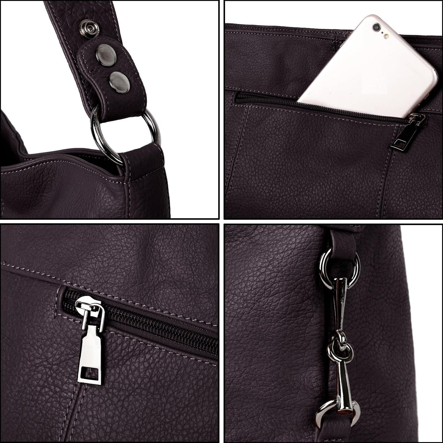 HOTYALUXE Bundle Women's Real Leather Handbags Purses and RFID Protected Card Wallets Purple 1