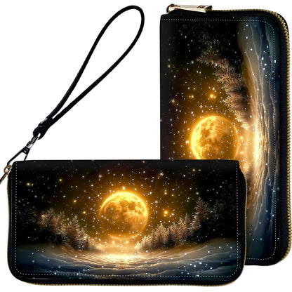 HOTWristlet Wallets for Women,Ladies Women's Wallet,Clutch Purses for Female Leather Large Capacity Credit Card Holder with Zipper Slim Cute Coin Pocket,RFID Blocking,Cute Funny Eye Purple