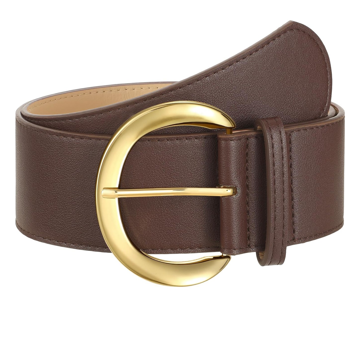 HOTWHIPPY Women’s Wide Leather Belt for Dresses Fashion Casual Laides Thick Suede Belt with Gold Buckle
