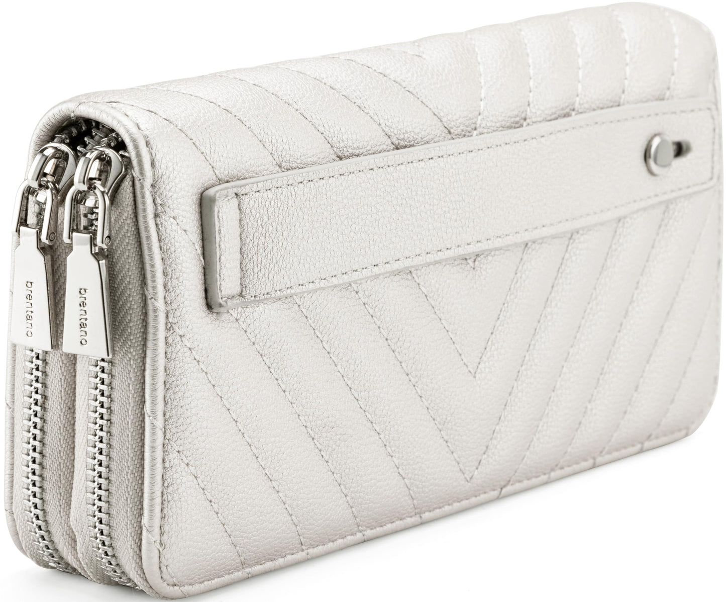 HOTB BRENTANO Vegan Leather Double Zipper Pocket Wallet with Grip Hand Strap (BLUE GLITTER)