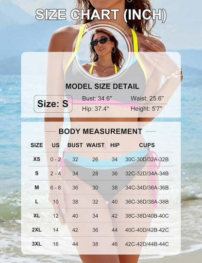 HOTBMJL Womens Bikini Sets Color Block Swimsuits Supportive Wide Strap Two Piece Bathing Suit 2026