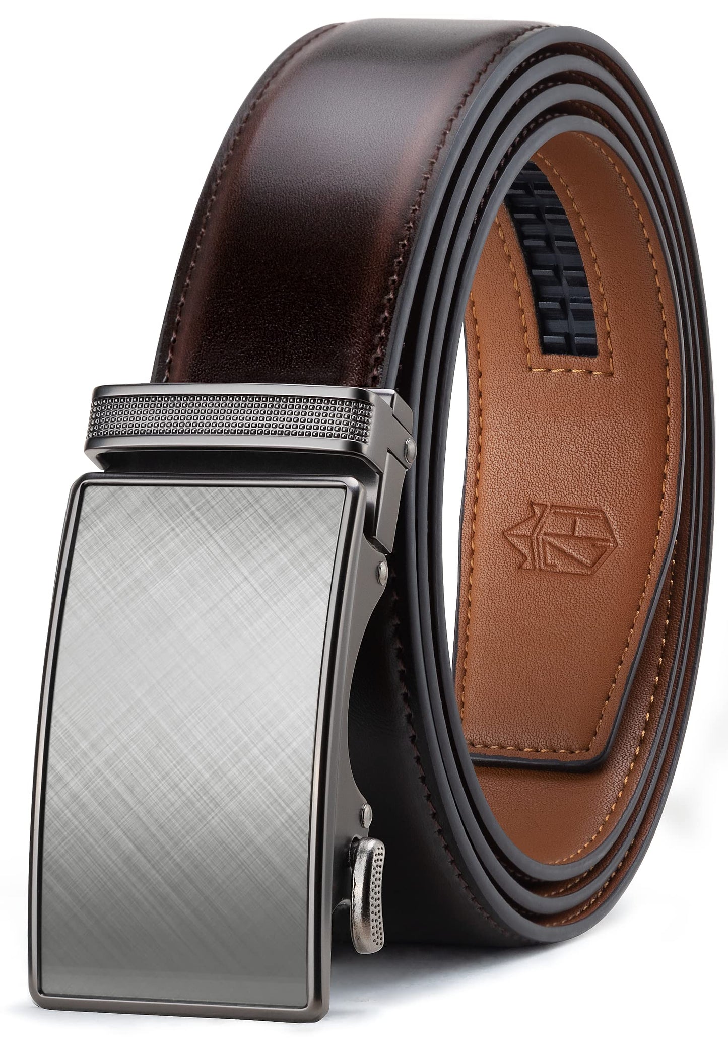 HOTZitahli Belt Men,Leather Ratchet Belt for Men Dress Casual Every Day with Adjustable Buckle,Trim to Fit For Gift