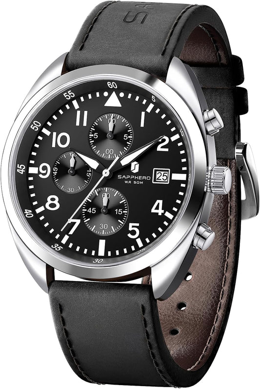 HOTSAPPHERO Mens Watch 50M Waterproof Luminous Quartz Analog Watches with Date Display Casual Stylish Work Business Classic Silicone Strap Men's Wrist Watches Elegant Gifts for Men