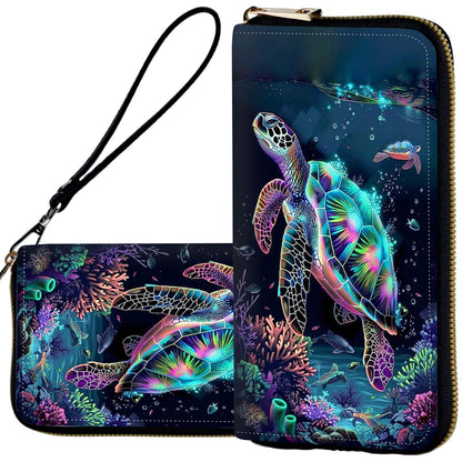 HOTWristlet Wallets for Women,Ladies Women's Wallet,Clutch Purses for Female Leather Large Capacity Credit Card Holder with Zipper Slim Cute Coin Pocket,RFID Blocking,Glitter Green Dragon