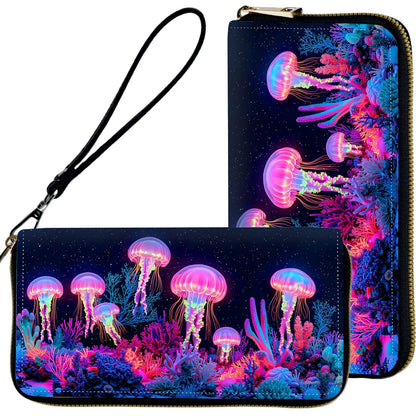 HOTWristlet Wallets for Women,Ladies Women's Wallet,Clutch Purses for Female Leather Large Capacity Credit Card Holder with Zipper Slim Cute Coin Pocket,RFID Blocking,Cute Funny Eye Purple