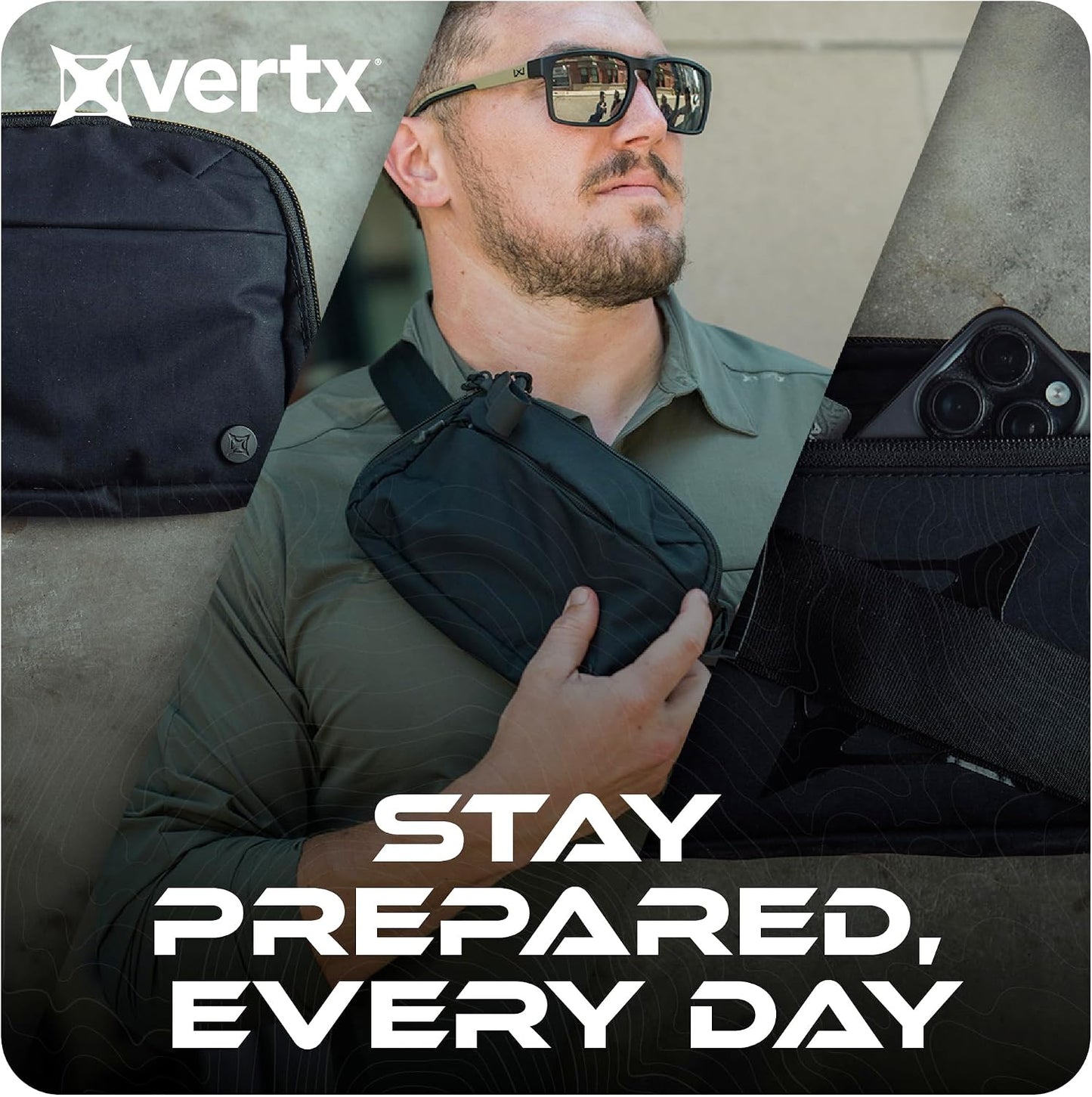HOTVertx Everyday Tactical Fanny Pack 2.1-100% Nylon Fanny Pack for Men and Women with CCW-Ready Design and Rapid Access Tab - Black - 2L