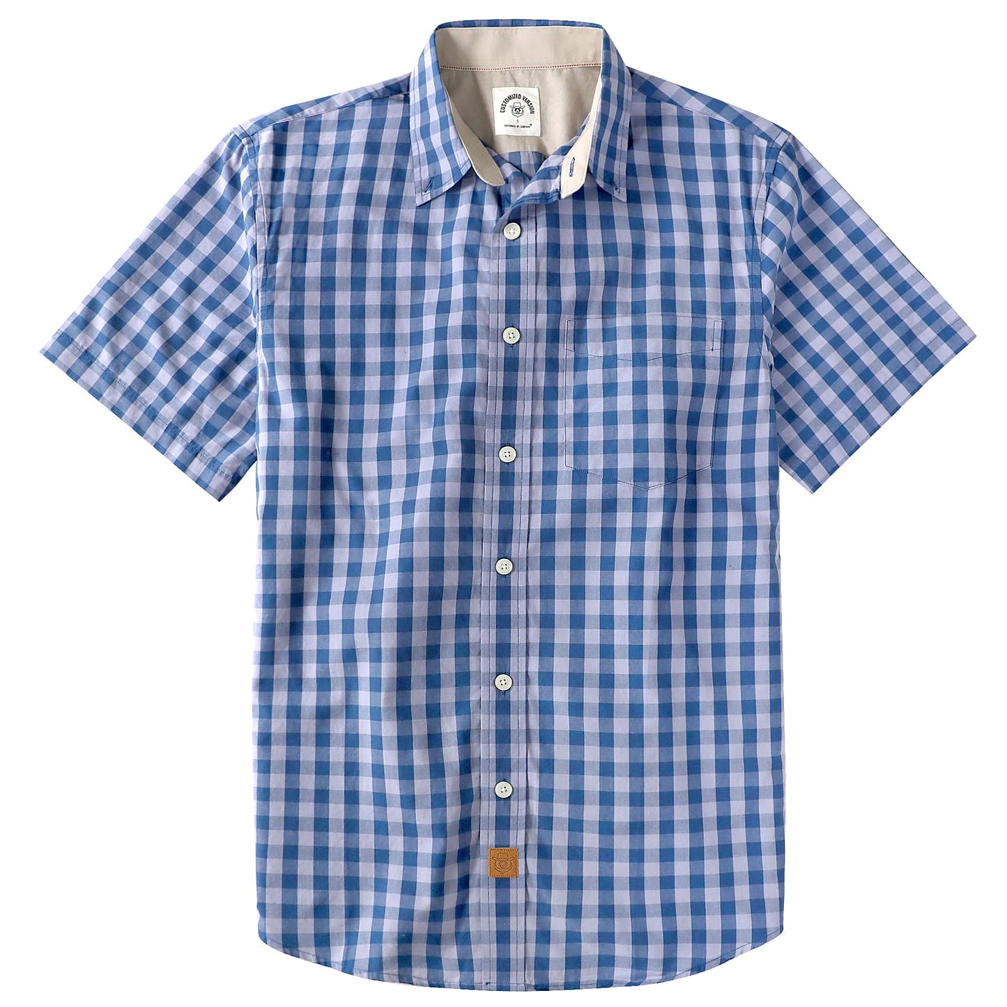 HOTDubinik® Mens Short Sleeve Button Down Shirts 100% Cotton Plaid Men's Casual Button-Down Shirts with Pocket