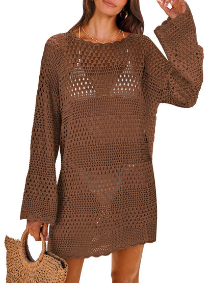 HOTANRABESS Women Swimsuit Crochet Swim Cover Up 2026 Summer Bathing Suit Swimwear Mesh Knit Beach Dress Vacation Outfits