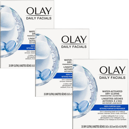 HOTOlay Makeup Remover Wipes, Daily Facials Hydrating Face Cleanser for Normal to Dry Skin, Alcohol & Fragrance Free, Soft Face Wash Towels, Travel Essentials for Women, Convenient Dry Cloths, 66 ct