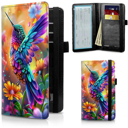 HOTFUYOCWE Leather Checkbook Cover for Men Women Check book Holder Cover for Personal Checkbook Checks with RFID Blocking & Elastic Strap-Bald Eagle with Flag