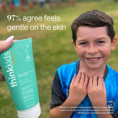HOTThinkkids SPF 50+ Mineral Sunscreen, 6 Fl Oz – Safe, Natural Baby Mineral Sunscreen for Children - Water Resistant Sun Cream – Broad Spectrum UVA/UVB Sun Protection – Reef Safe