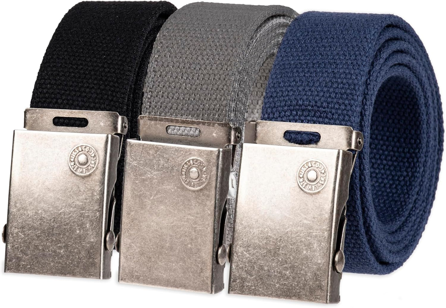 HOTLevi's Unisex-Adult Casual Cut-To-Fit Web Belt Sets - 3 Pack Straps with 1 Interchangeable Buckle