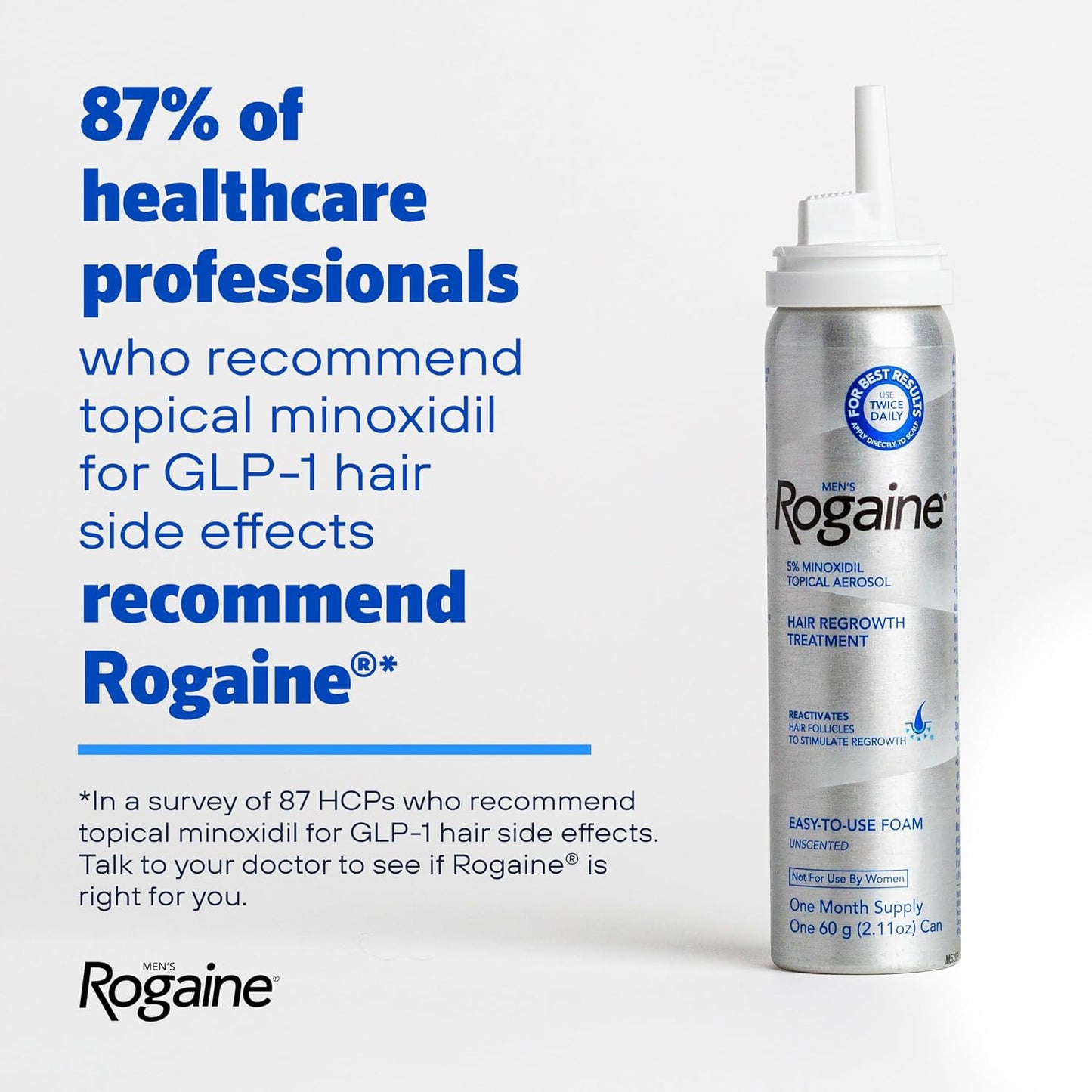 HOTMen's Rogaine 5% Minoxidil Topical Foam, Unscented, 3 Mo Supply, 3x 2.11 Oz