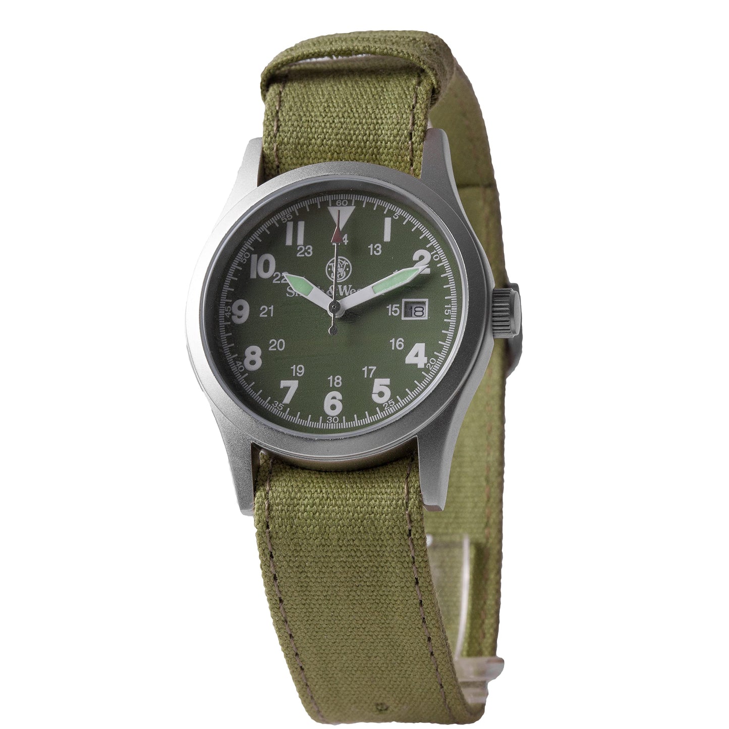 HOTSmith & Wesson Men's Military Watch, 3 Interchangeable Canvas Straps, 3 ATM Water Resistant, Date Display, Scratch Resistant Glass, Military Style Watch for Outdoor Activities, Swimming, 40mm
