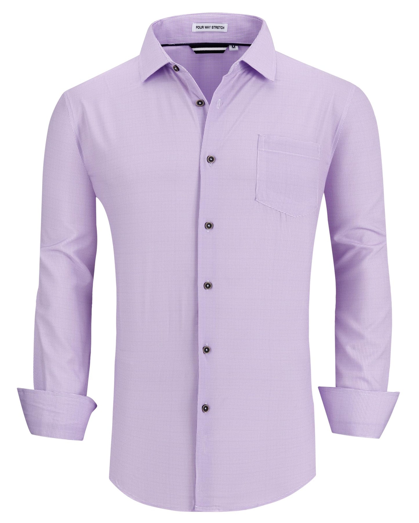 HOTAlex Vando Mens Wrinkle Free 4-Way Stretch Print Business Casual Shirt | Wrinkle resistant, Machine washable, Classic check Pattern, True-to-size cut, Business & Daily, Easy outfit pairing