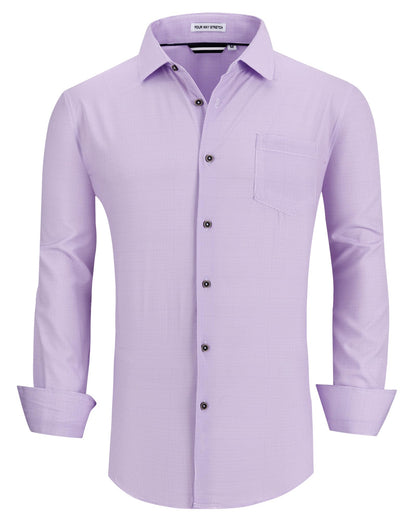 HOTAlex Vando Mens Wrinkle Free 4-Way Stretch Print Business Casual Shirt | Wrinkle resistant, Machine washable, Classic check Pattern, True-to-size cut, Business & Daily, Easy outfit pairing