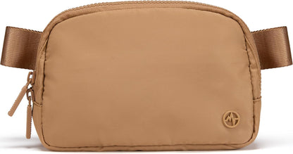 HOTPander Two Way Zipper Fanny Pack Nylon Everywhere Belt Bag for Women, Water Repellent Waist Packs, Crossbody Bags with Adjustable Strap (Caramel Brown).
