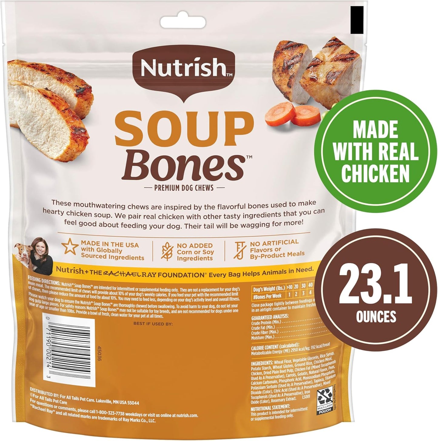 HOTNutrish Soup Bones Chicken Dog Chews, 23.1 oz. Bag, 11 Treats (Rachael Ray)
