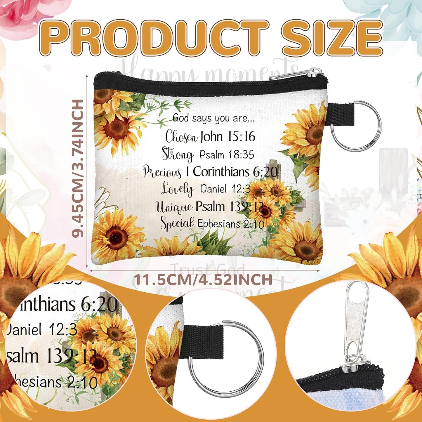 HOTSweetude 30 Pcs Christian Small Coin Purse for Women Bulk Church Mothers Day Gifts Inspirational Classic Bible Verse Religious Coin Purse Mini Pouches Wallet Bag with Zipper for Travel Women