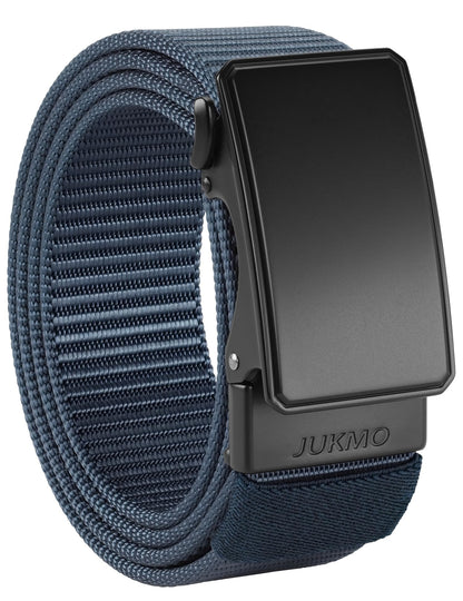 HOTJUKMO Men's 1.5" Nylon Ratchet Casual Belt for Jeans | Web Click Belt with Slide Buckle, No Holes Adjustable Trim to Fit , Gift Box