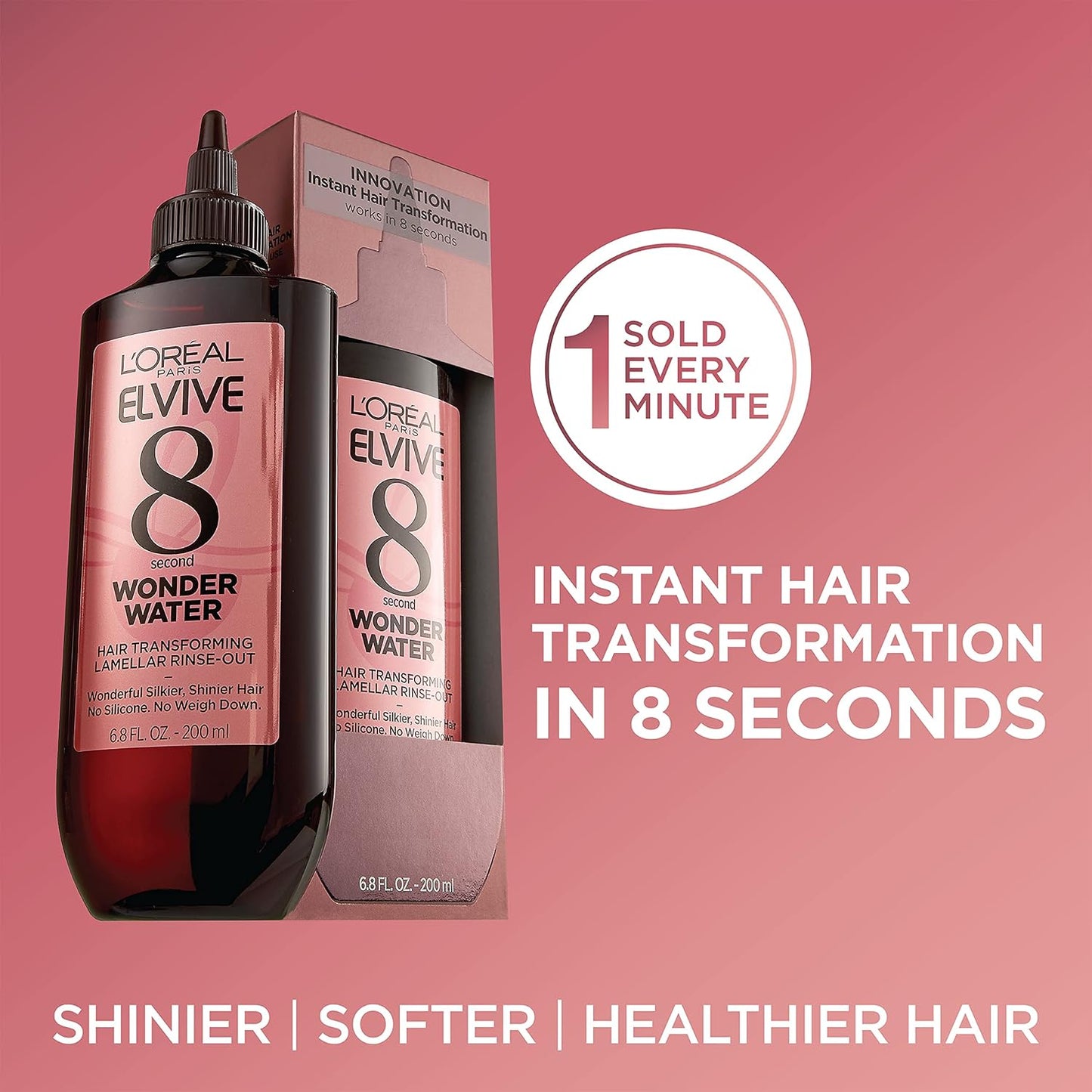 HOTL’Oreal Paris Elvive 8 Second Wonder Water Lamellar, Rinse out Moisturizing Hair Treatment for Silky, Shiny Looking Hair, 6.8 FL; Oz