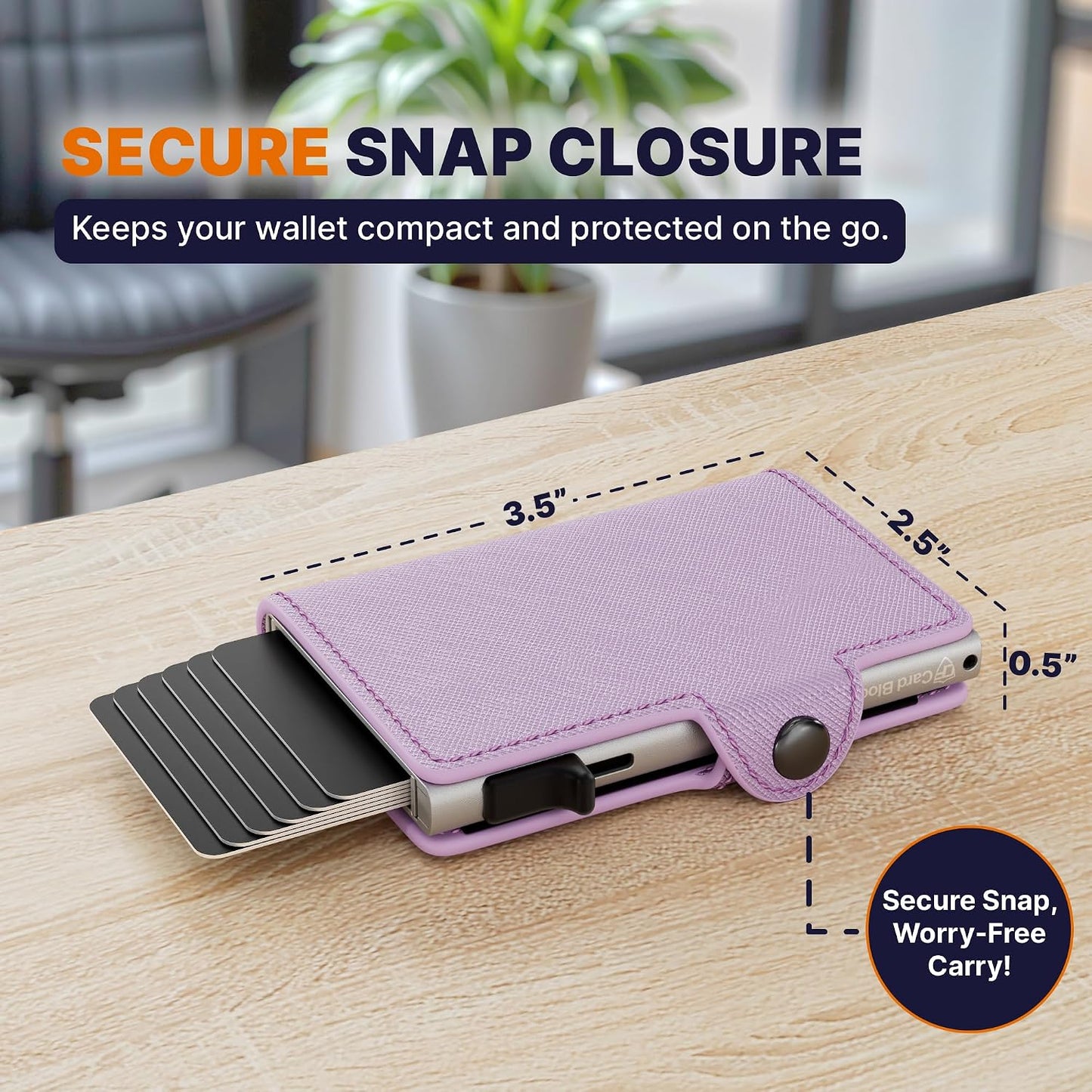 HOTConceal Plus RFID Wallet Women - Light Pink Saffiano Credit Card Holder | Slim Aluminum Women's Wallet Blocks Scanning at 13.56MHz, Holds 4-6 cards with One-Touch Access, Fits Small Purse or Pocket