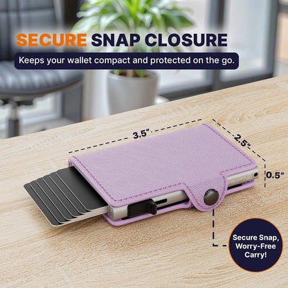 HOTConceal Plus RFID Wallet Women - Light Pink Saffiano Credit Card Holder | Slim Aluminum Women's Wallet Blocks Scanning at 13.56MHz, Holds 4-6 cards with One-Touch Access, Fits Small Purse or Pocket