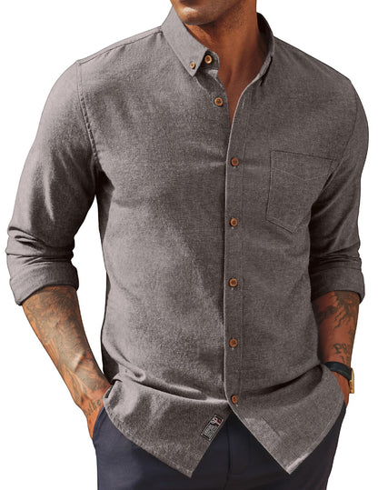 HOTPJ PAUL JONES Mens Dress Shirts Linen Button Down Business Casual Shirts | Long Sleeve, Classic Fit, Cotton Linen, Untucked Shirts for Beach Summer Wedding,Spring Fall Winter, Lightweight with Pocket