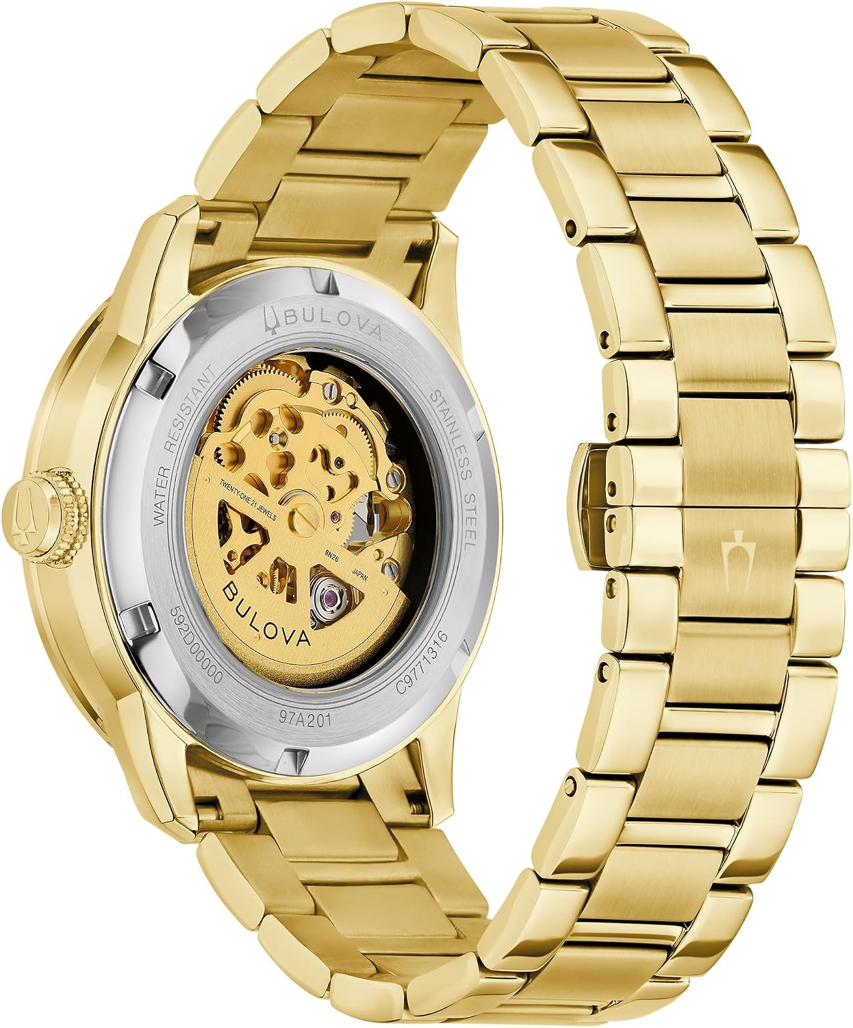 HOTBulova Men's Automatic Sutton Watch, Gold-Tone Stainless Steel Case & Silver-White Dial (Style: 97A201)