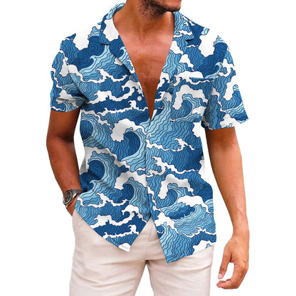HOTKYKU Funky Hawaiian Shirt for Men Palm Beach Shirts Tropical Vacation Clothes
