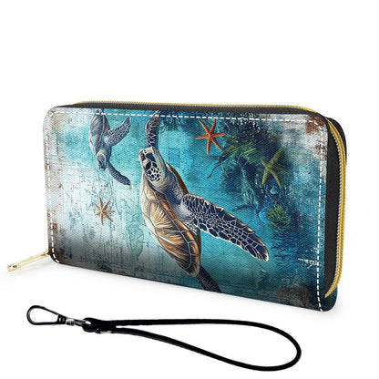 HOTWallet,Large Capacity RFID Blocking Leather Wallet, Durable Smooth Zipper Clutch,Unisex Travel Wallet for Cards,Cash,and Coins - Black Cat and Flowers