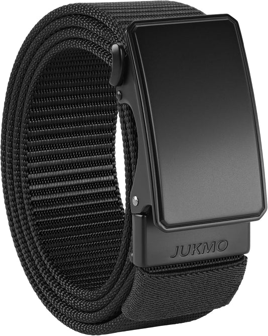 HOTJUKMO Men's 1.5" Nylon Ratchet Casual Belt for Jeans | Web Click Belt with Slide Buckle, No Holes Adjustable Trim to Fit , Gift Box