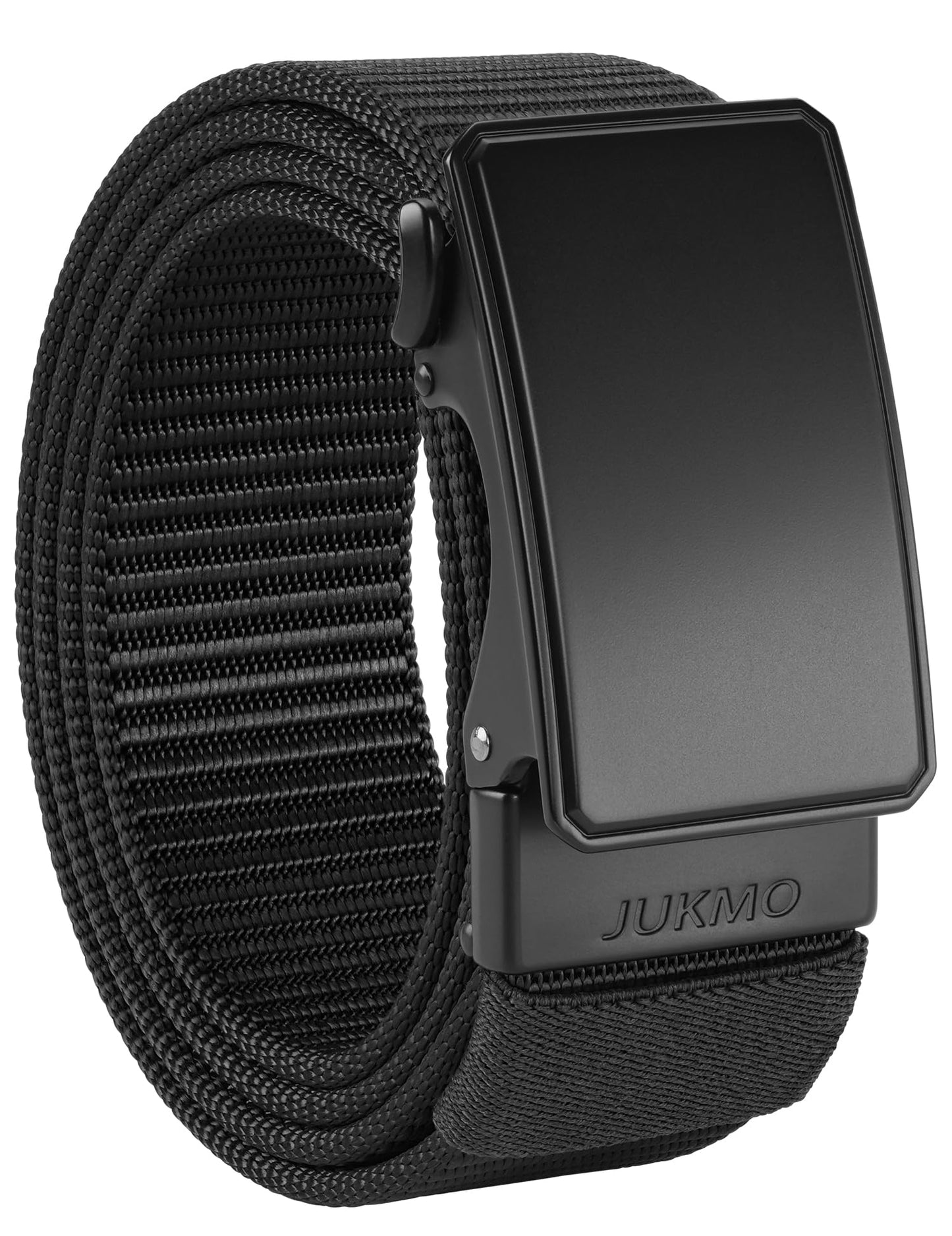 HOTJUKMO Men's 1.5" Nylon Ratchet Casual Belt for Jeans | Web Click Belt with Slide Buckle, No Holes Adjustable Trim to Fit , Gift Box