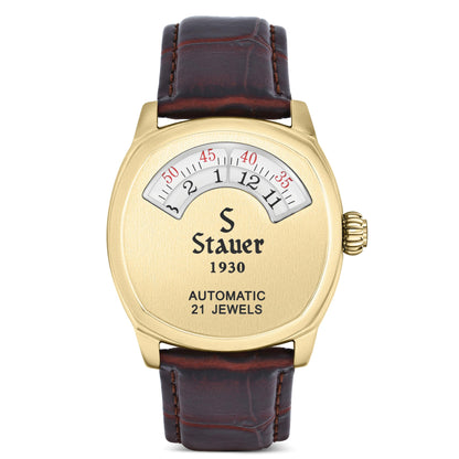 HOTStauer 1930 Dashtronic Watch Cotswold Genuine Men's Automatic Watch with Leather Band and Stainless Steel Case 21-Jewel Movement and 3-ATM Water Resistant