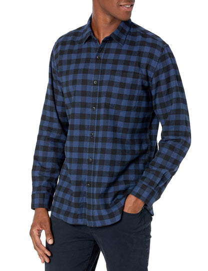 HOTAmazon Essentials Men's Regular Fit Long-Sleeve Flannel Shirt, Soft Brushed Cotton, Lightweight yet Warm