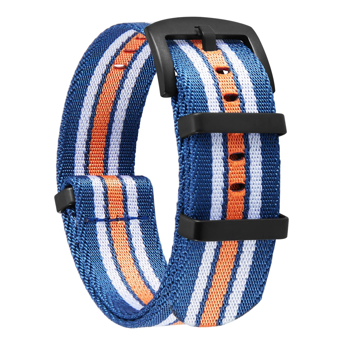 HOTBINLUN Nylon Watch Band 18mm,20mm,22mm,24mm Rugged Military Replacement Watch Straps Silver&Black Stainless Buckle Heavy-Duty Wristband For Traditional Men Women Watches