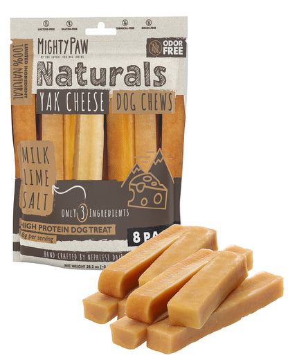 HOTMighty Paw Yak Cheese Dog Chews – All-Natural Long Lasting Hard Chew for Aggressive Chewers – High Protein, Odor-Free Dog Treat – 3 Ingredient Natural Yak Chews for Large Dogs – (4 Pack)