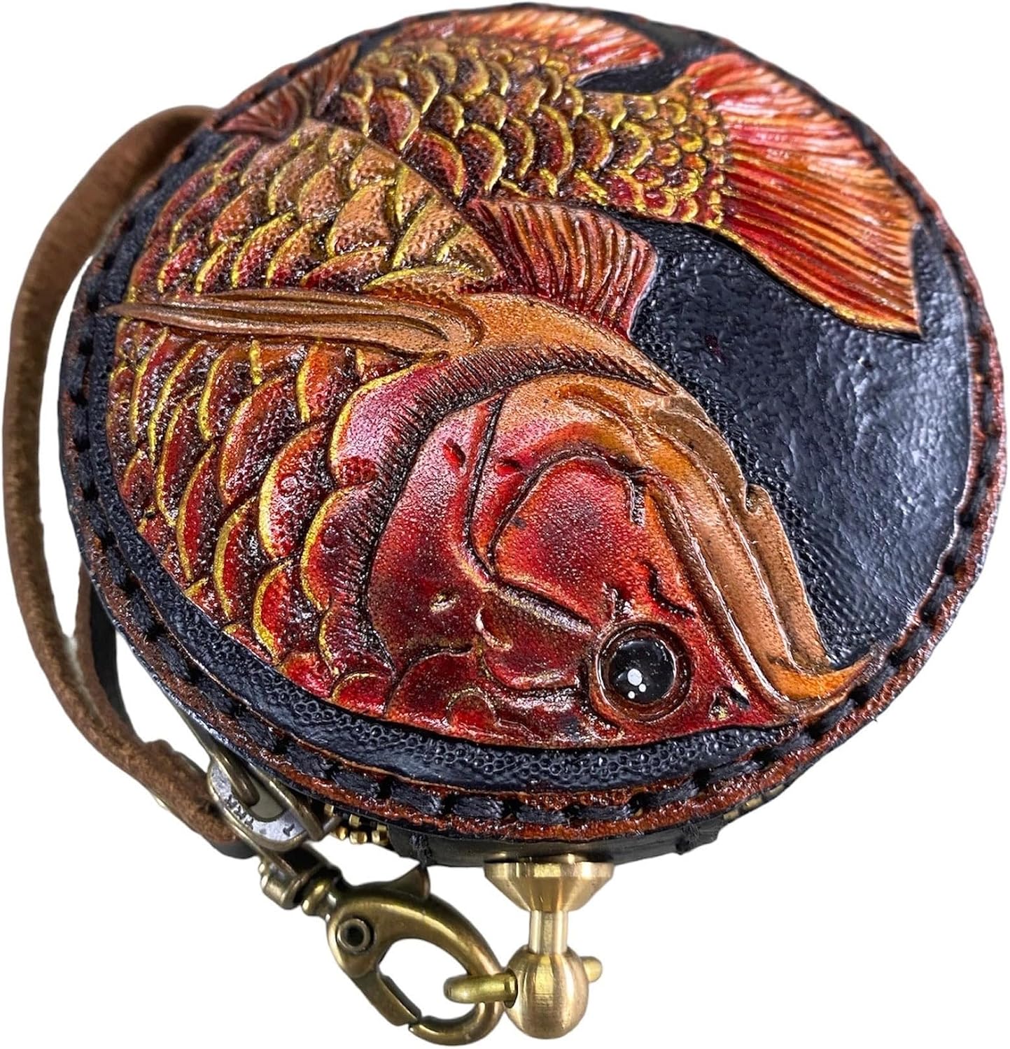 HOTGenuine Leather Round Coin Purse, Leather Purse, Leather pouch