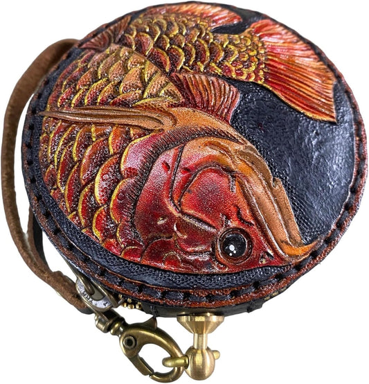 HOTGenuine Leather Round Coin Purse, Leather Purse, Leather pouch