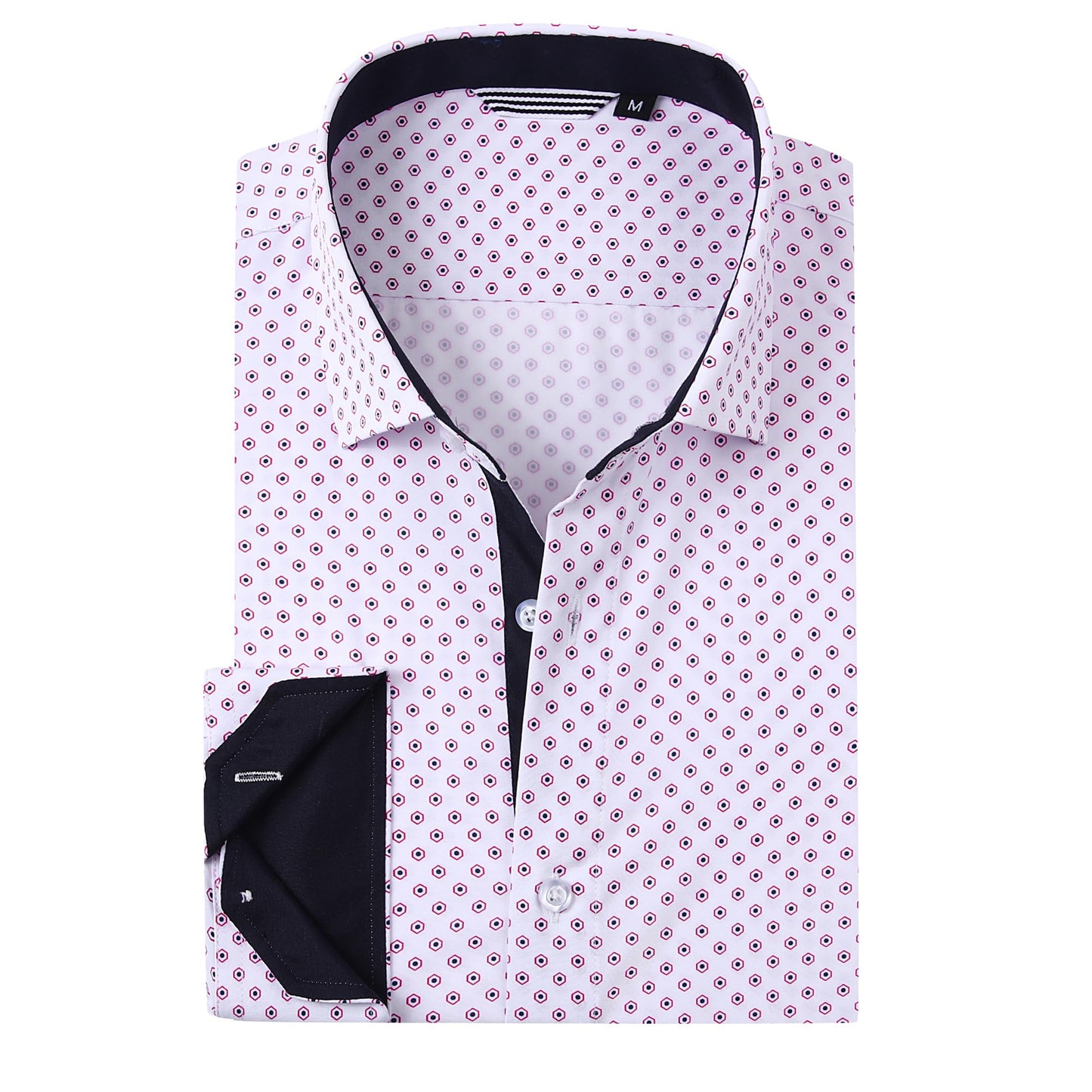 HOTAlex Vando Mens Printed Dress Shirts Regular Fit Casual Button Down Shirt | Wrinkle resistant, Machine washable, Contrast on inner collar & cuff, True-to-size cut, Business & Daily, Easy outfit pairing