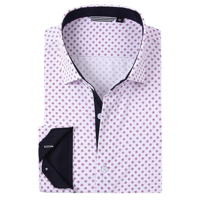 HOTAlex Vando Mens Printed Dress Shirts Regular Fit Casual Button Down Shirt | Wrinkle resistant, Machine washable, Contrast on inner collar & cuff, True-to-size cut, Business & Daily, Easy outfit pairing