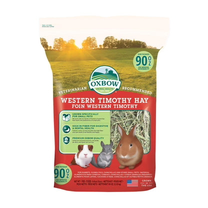 HOTOxbow Western Timothy Hay for Small Pets – All-Natural Grass Hay for Rabbits, Guinea Pigs, and Chinchillas – High Fiber for Digestive Health and Dental Support – 40 oz Bag